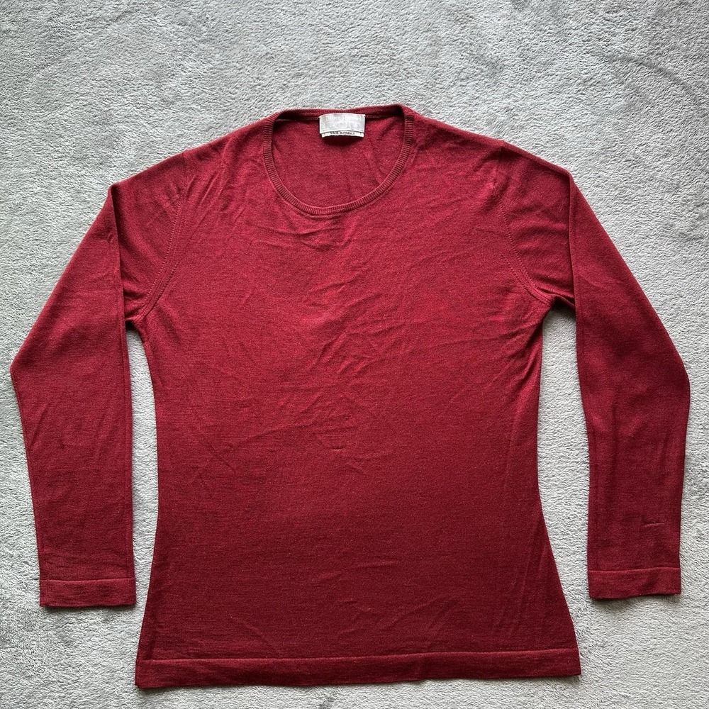 Didier Ronsard Women's Silk Cashmere Sweater L‎ Red Fine Knit Minimalist Classic